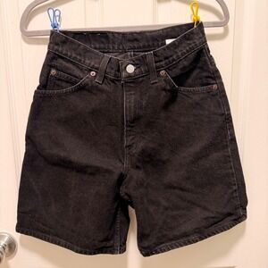 Vintage Orange Tab Levi's 950 Relaxed Fit Black Denim Jean Shorts Size 7